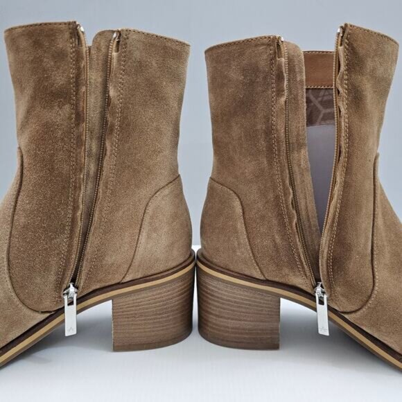 Aquatalia Bellamy Ankle Boot Womens 9.5 Brown Suede Water Resistant Designer - Picture 4 of 15